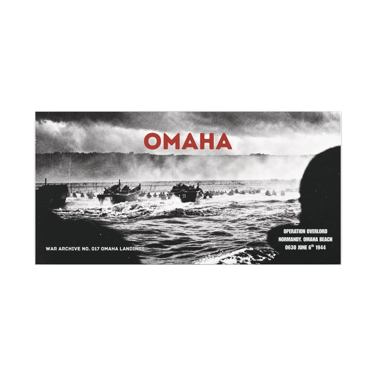 Omaha — The Landing | WWII Stretched Matte Canvas | 40 × 20″ | WAR ARCHIVE 017