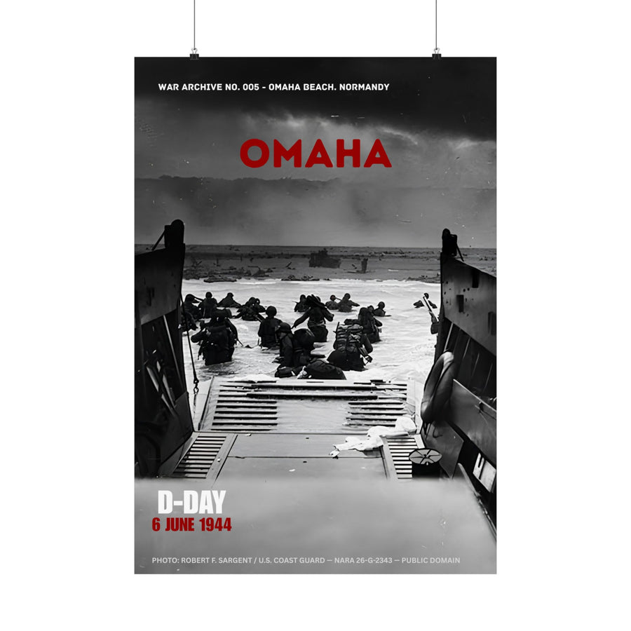 Omaha Beach — Into the Jaws of Death | WWII Matte Poster | 28 × 40″ | WAR ARCHIVE 005