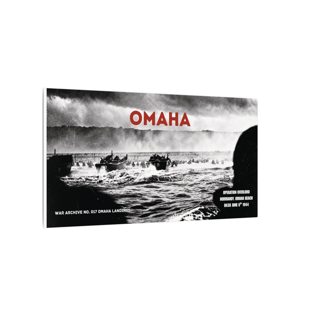 Omaha — The Landing | WWII Stretched Matte Canvas | 40 × 20″ | WAR ARCHIVE 017