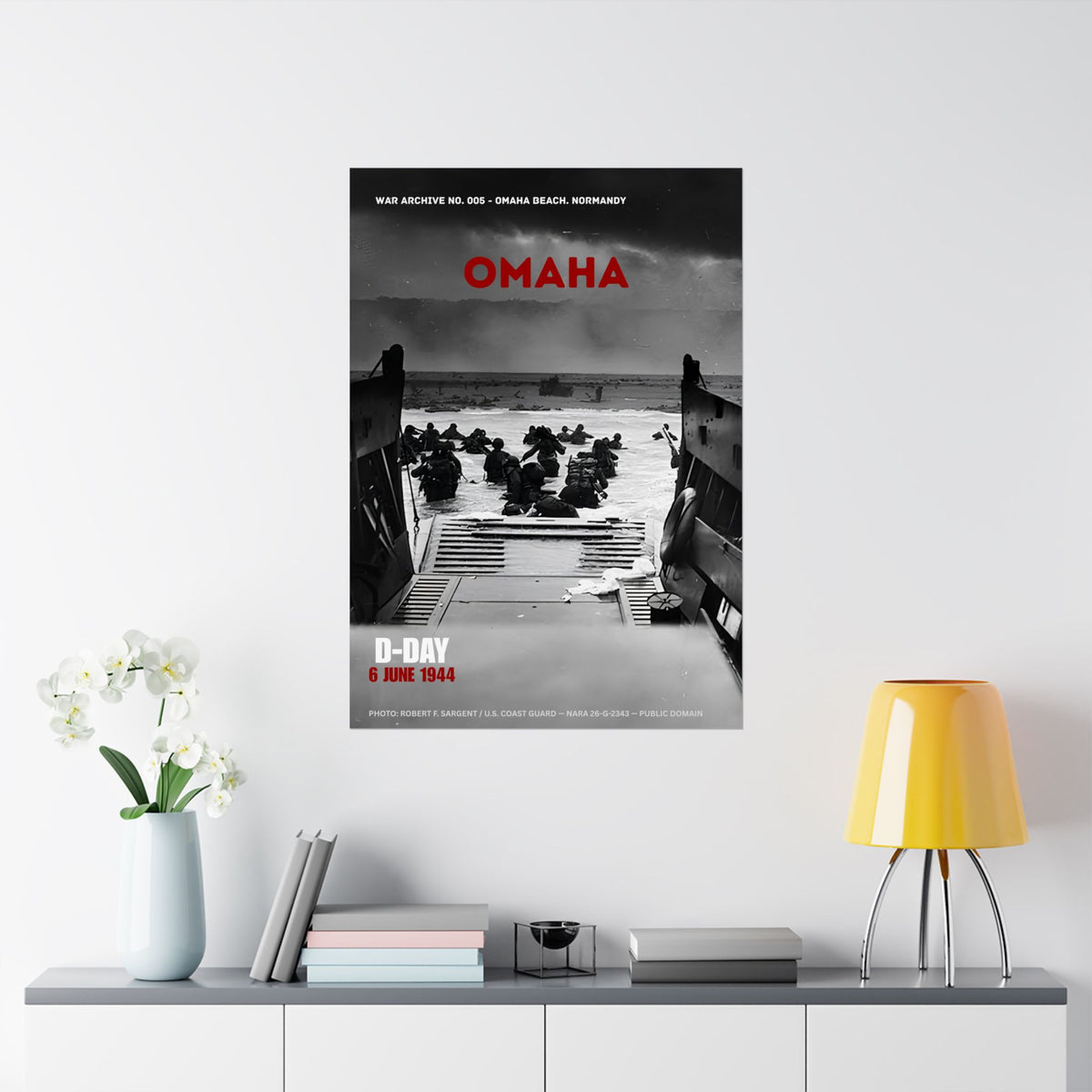 Omaha Beach — D-Day INTO THE JAWS OF DEATH | WWII Matte Poster | 28 × 40″ | WAR ARCHIVE 005