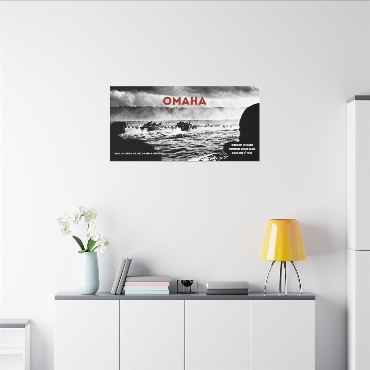 Omaha — The Landing | WWII Stretched Matte Canvas | 40 × 20″ | WAR ARCHIVE 017