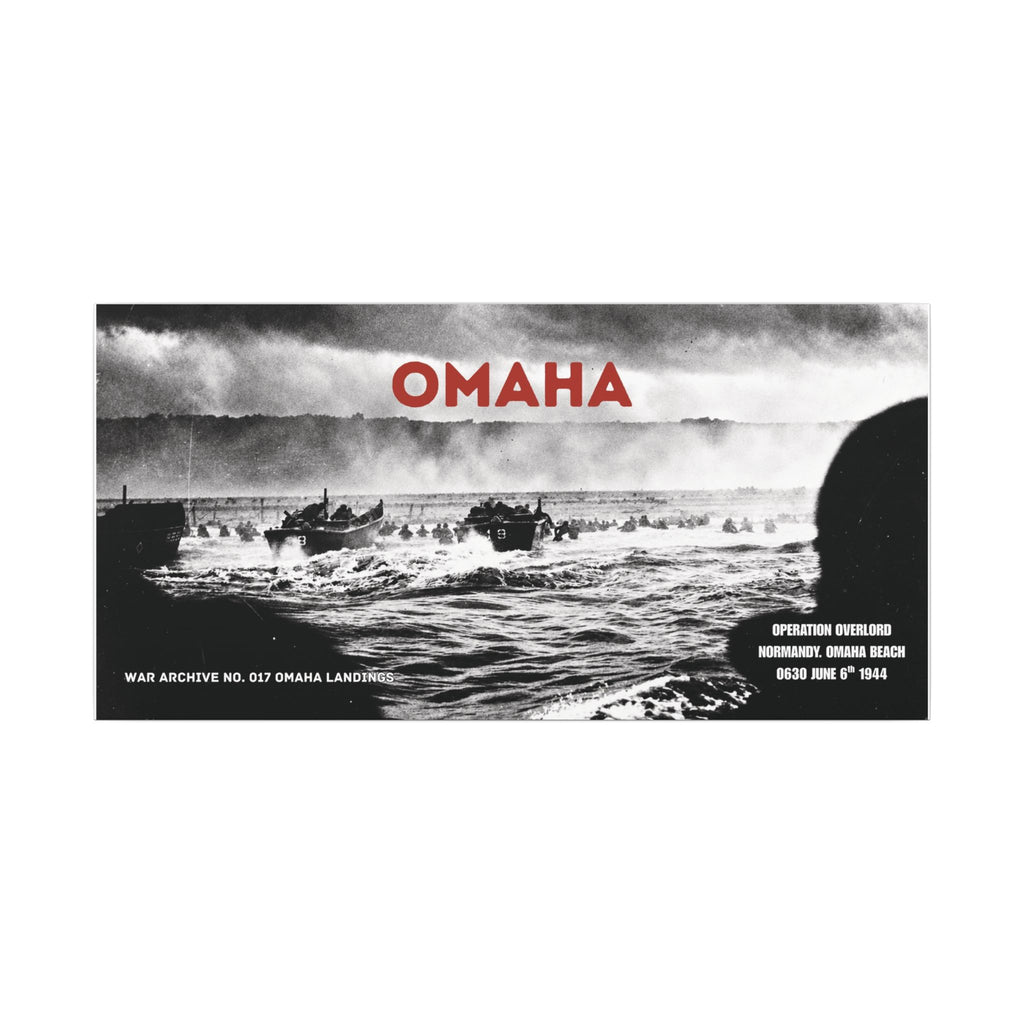 Omaha — The Landing | WWII Stretched Matte Canvas | 40 × 20″ | WAR ARCHIVE 017